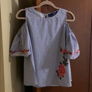 Preowned Blue Rain drop sleeve shirt